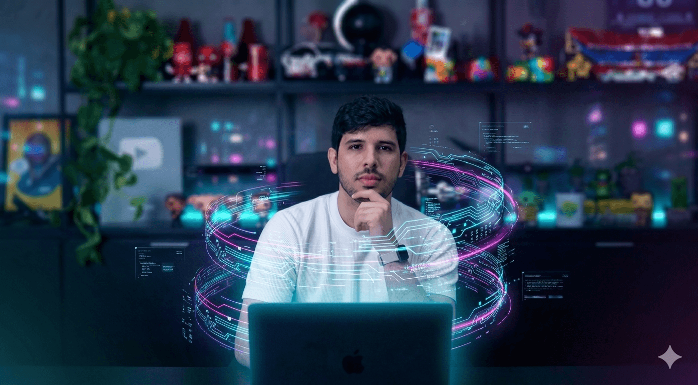 Igor Carvalho trabalhando em frente ao notebook